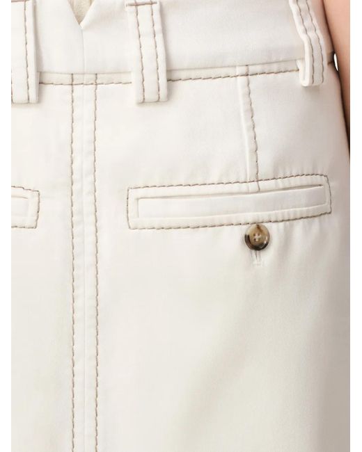 AMI White Cotton Long Trapeze Skirt