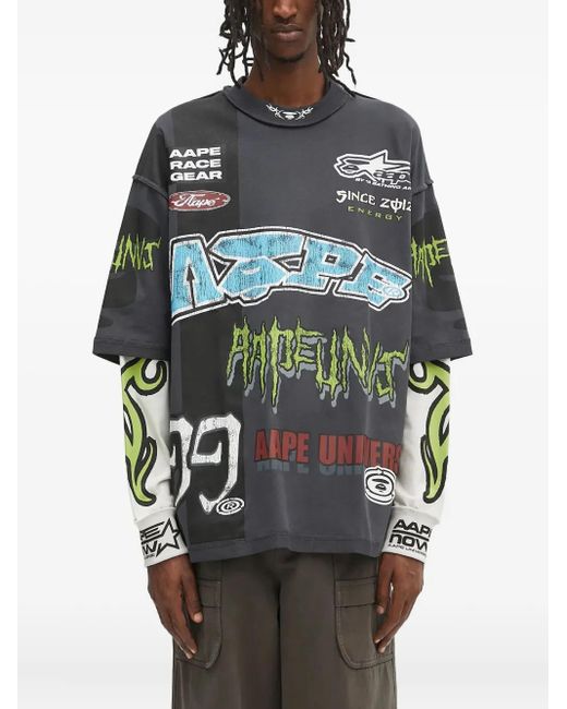 Aape By A Bathing Ape Langarmshirt mit grafischem Print in Gray für Herren