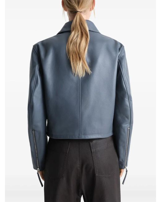 Lemaire Cropped Leren Jack in het Blue