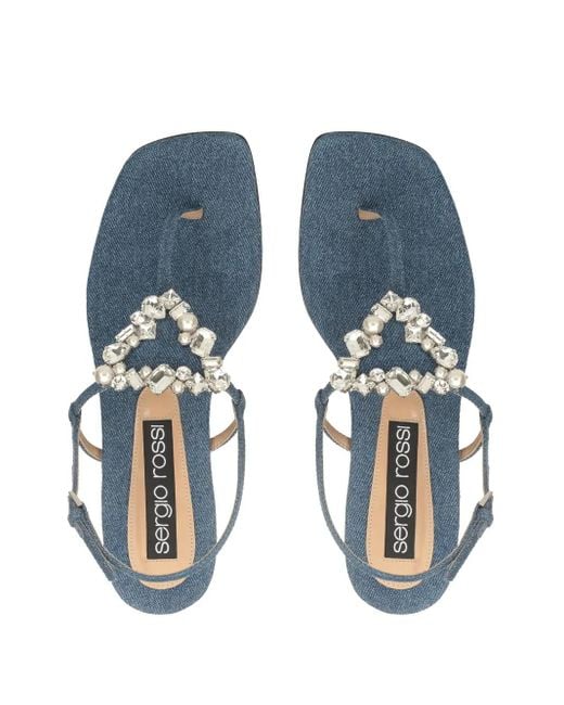 Sergio Rossi Blue Sr Godiva Sandals