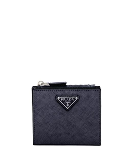 Prada Blue Small Saffiano Leather Wallet for men