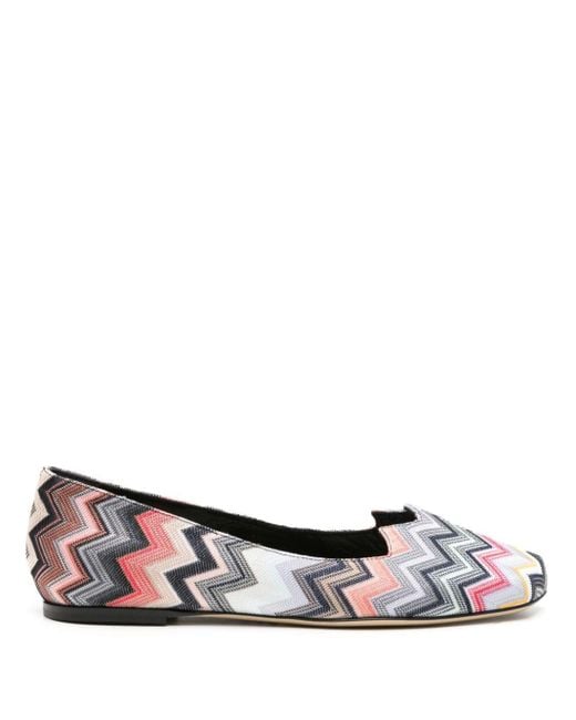 Missoni Brown Zigzag-woven Ballerina Shoes