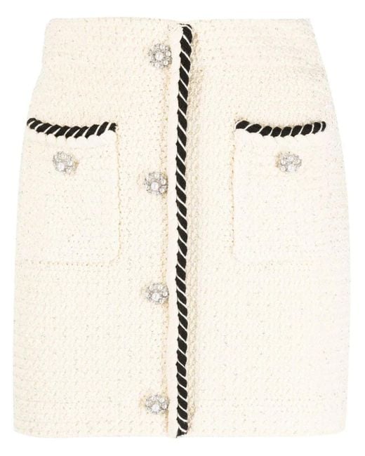Self-Portrait Natural Elf-portrait Sequin Knitted Mini Skirt