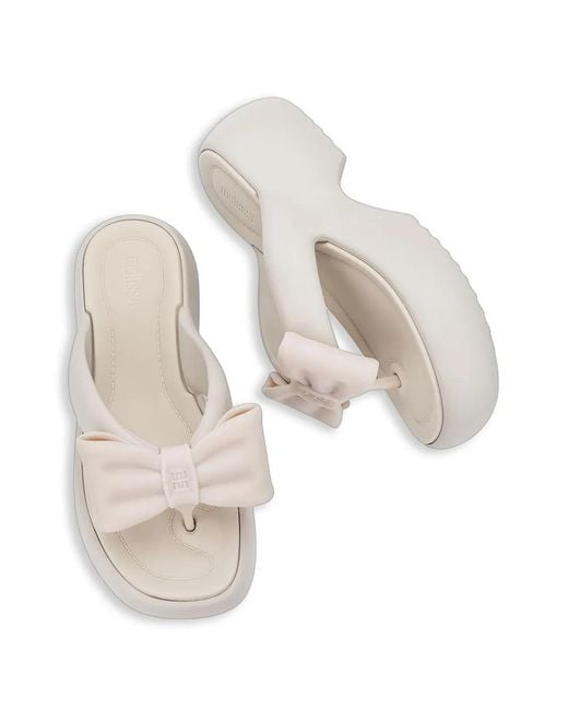 Melissa White Free Fuzzy Platform Bow Flip-Flops