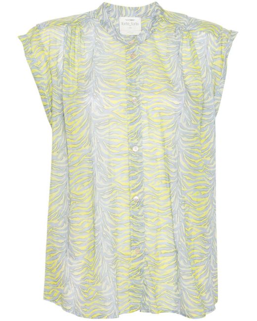 Forte Forte Green Abstract-print Georgette Shirt
