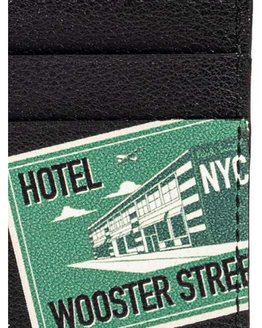 Paul Smith Black Logo-Print Leather Card Holder for men