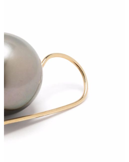 Mizuki Metallic 14Kt Diamond Pearl Earrings