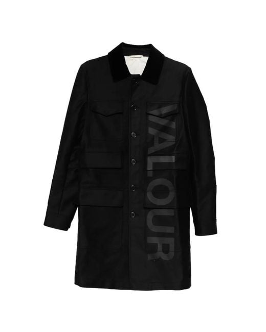 McQueen Black Velvet-Collar Multi-Pocket Coat for men