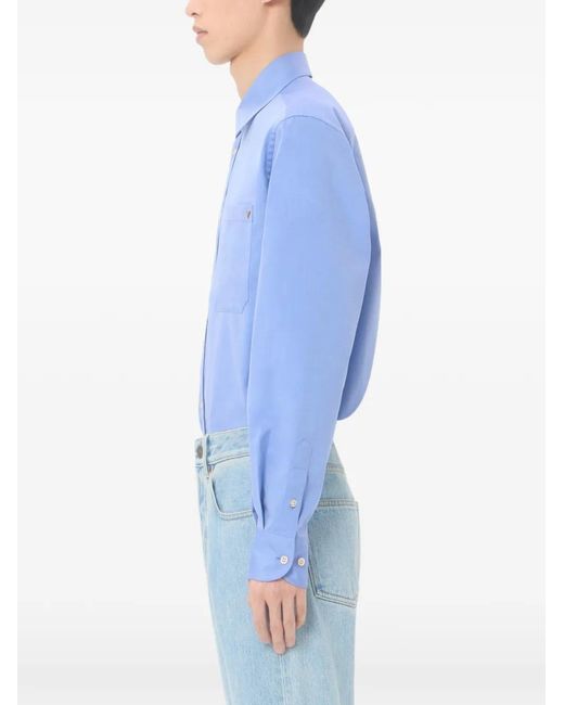 Valentino Garavani Blue Oxford Cotton Shirt With Vgold for men