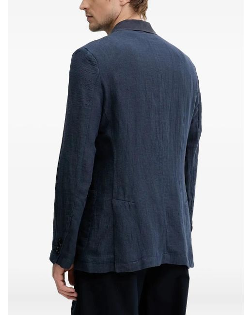 Barena Blue Double-Breasted Linen Blazer for men