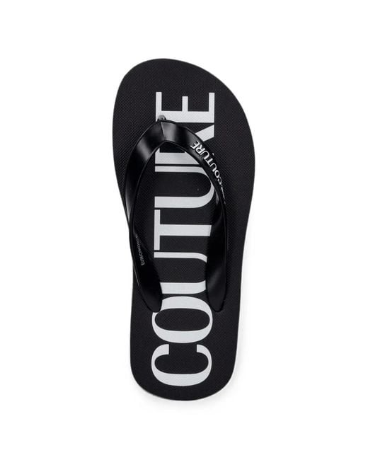 Versace Jeans Couture White Logo-Print Flip-Flops