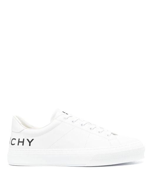 Givenchy White Logo-print Leather Sneakers for men
