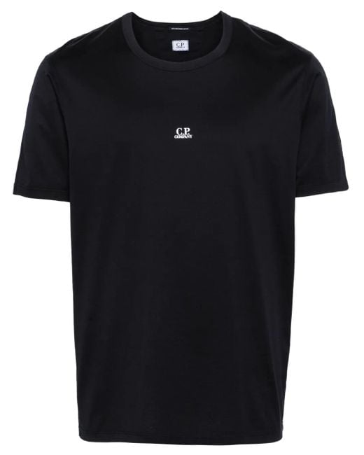 C P Company Black 70/2 Mercerized Jersey Logo T-Shirt for men