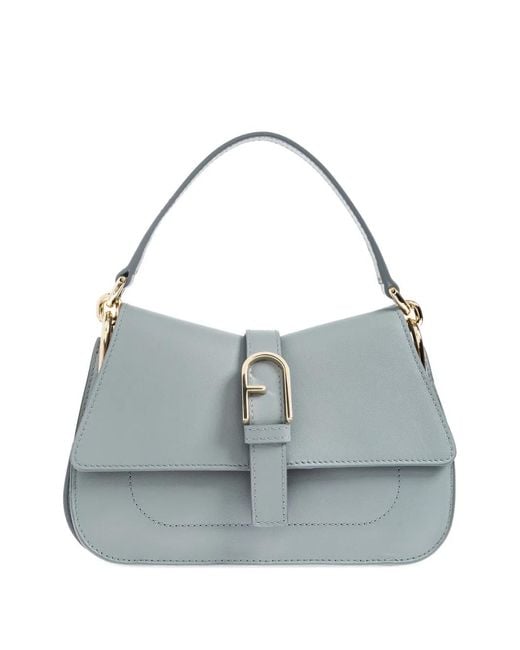 Furla Gray Mini Flow Leather Tote Bag