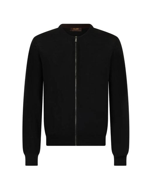 Moorer Black Ribbed Cashmere Sweater for men