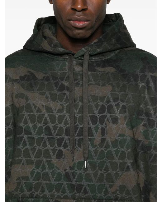 Valentino Garavani Black Toile Iconographe Camouflage Hoodie for men