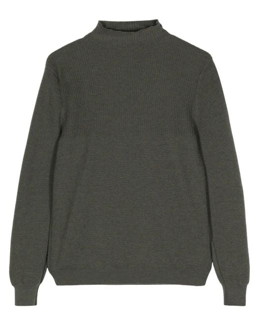 Cruciani Gray Ribbed Wool Jumper for men