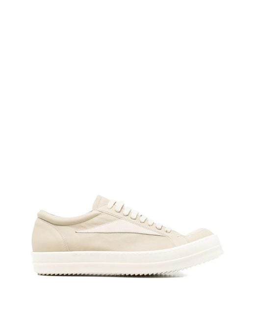 Rick Owens White Contrast Panel Sneakers for men