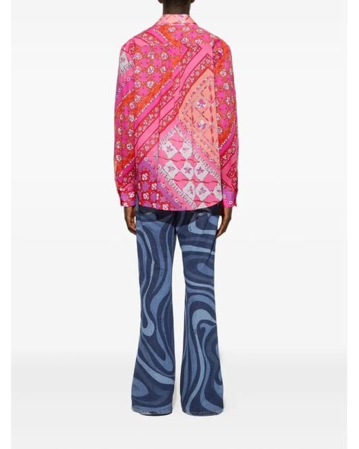 Emilio Pucci Pink Festa-Print Cotton Shirt for men