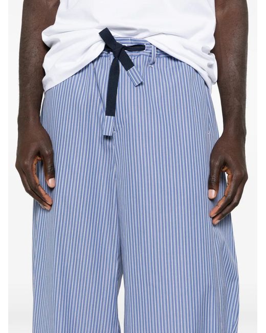 Sacai Blue Striped Drawstring Trousers for men