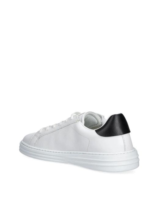 MSGM White Logo-Plaque Leather Sneakers for men