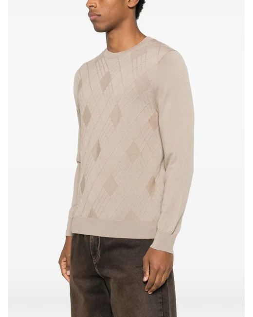 Diktat Natural Argyle-Pattern Sweater for men