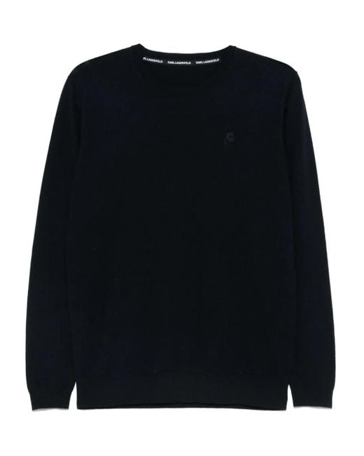 Karl Lagerfeld Black Merino Wool Sweater for men