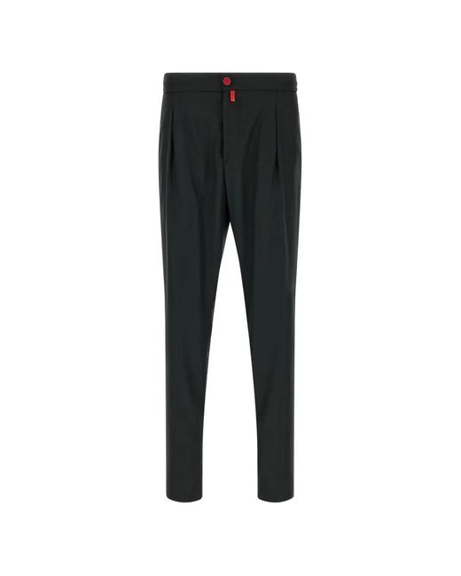 Kiton Black Pleated Wool Trousers for men