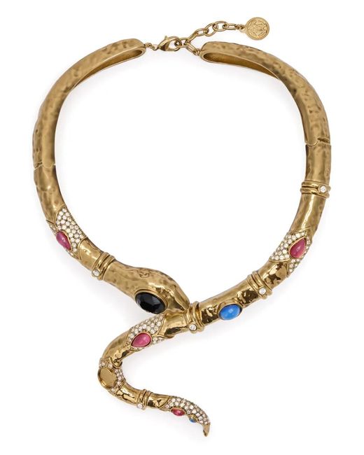 Roberto Cavalli Metallic Snake-Shaped Crystal-Embellished Necklace