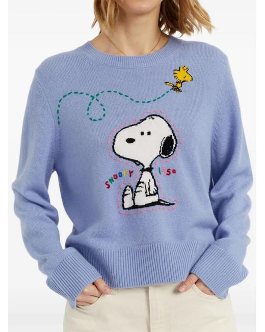 Chinti & Parker Blue Snoopy Embroidered Sweater