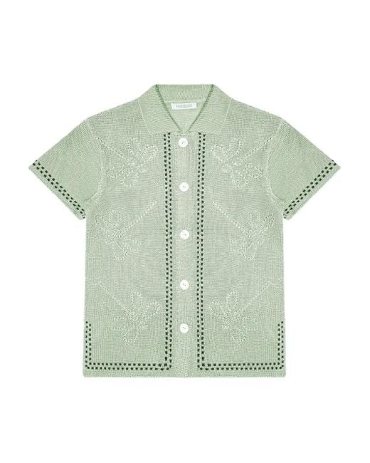 Calle Del Mar Green Garden Party Short-Sleeve Knitted Shirt