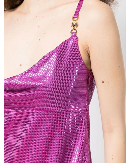 Versace Purple Disc-Embellishment Mini Dress
