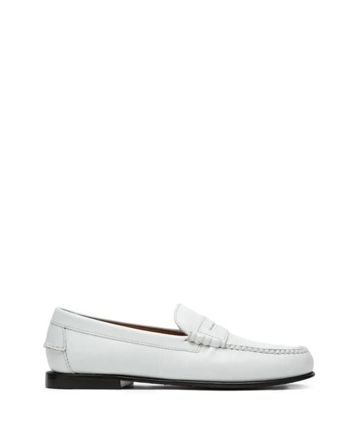 Sebago White Mocassins En Cuir À Entaille Penny