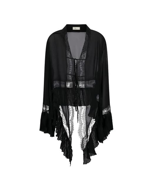 Blumarine Black Georgette Lace Blouse