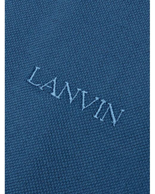 Lanvin Blue Curb-Detail Polo Shirt for men