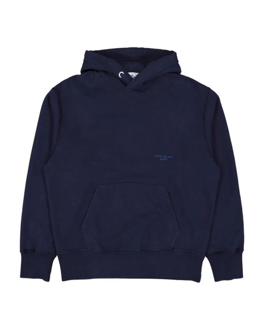 Stone Island Blue Marina Kangaroo-Pocket Hoodie for men
