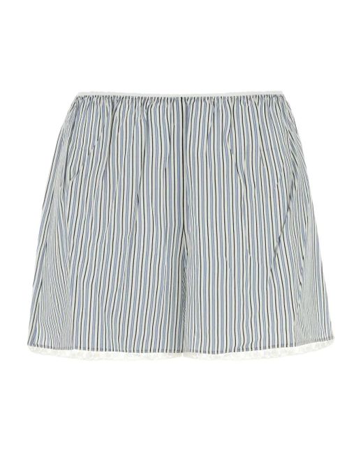 Miu Miu Gray Striped lace-trimmed shorts