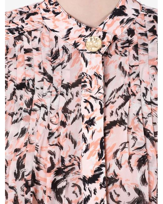 Proenza Schouler Pink Printed-Pattern Short-Sleeve Blouse