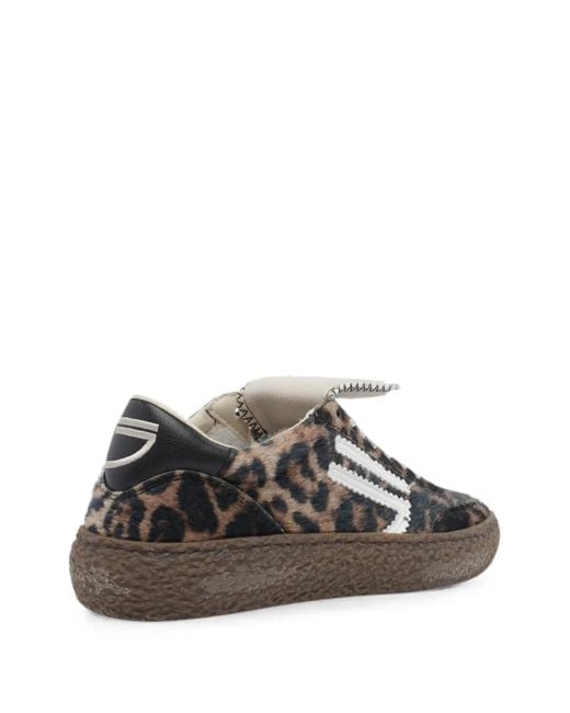 PURAAI White Polly Tab Jaguar-Print Sneakers