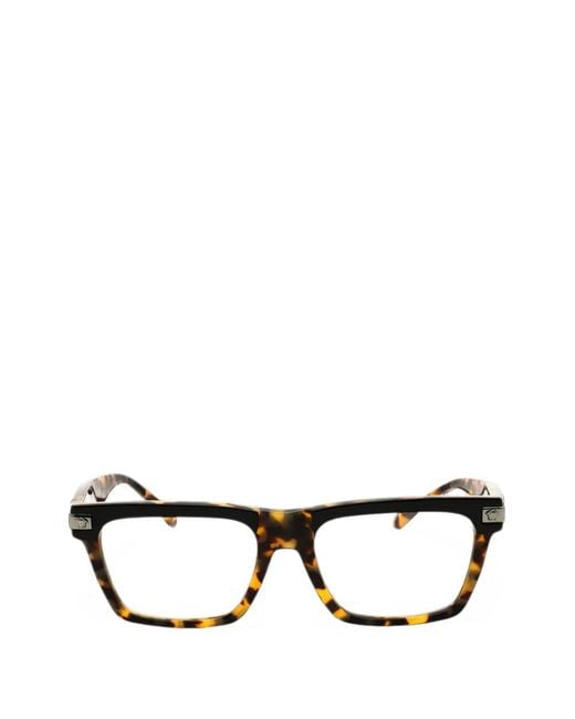 Versace Black Tortoiseshell-Effect Rectangle-Frame Glasses for men