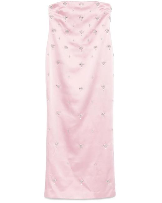 retroféte Pink Maxikleid mit Kristallverzierung