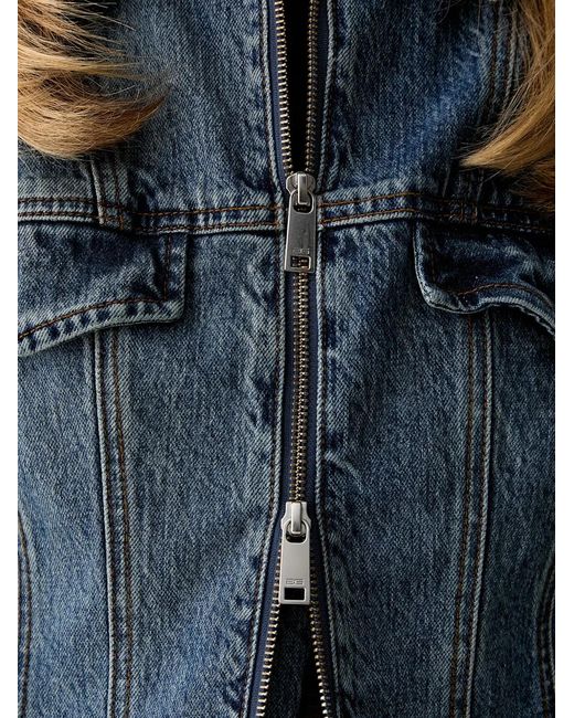 Gestuz Blue Zip-Up Denim Jacket
