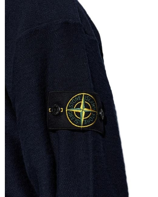 Stone Island Blue Cardigan À Détail De Logo for men