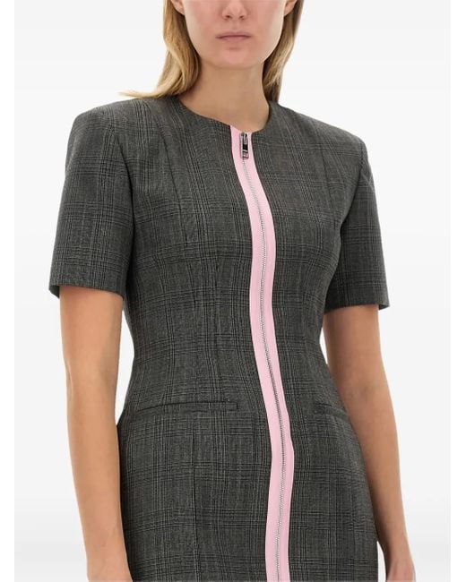 MSGM Gray Zip-Up Short-Sleeve Mini Dress