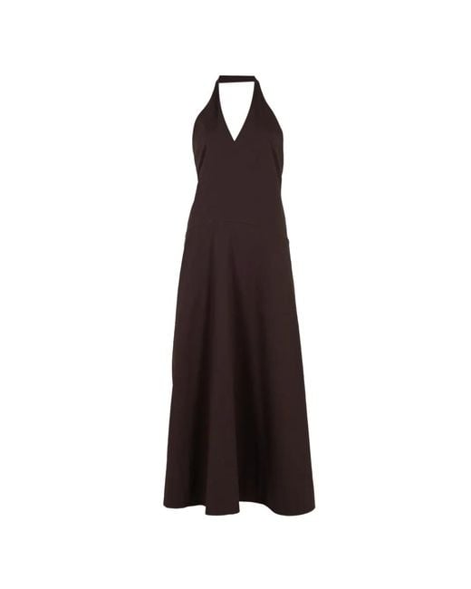 St. Agni Purple Halter Plunge Maxi Dress