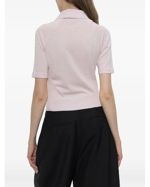 Givenchy Pink Logo-Print Cropped Polo Shirt