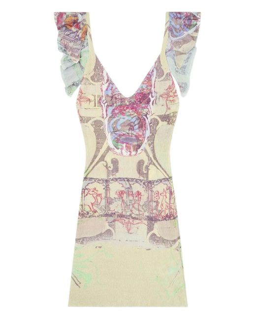 DIESEL Natural M-Fiorenza Ruffled Dress