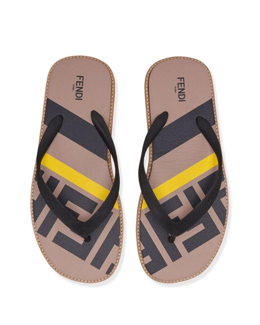 Chanclas con motivo FF Fendi de hombre de color Negro | Lyst