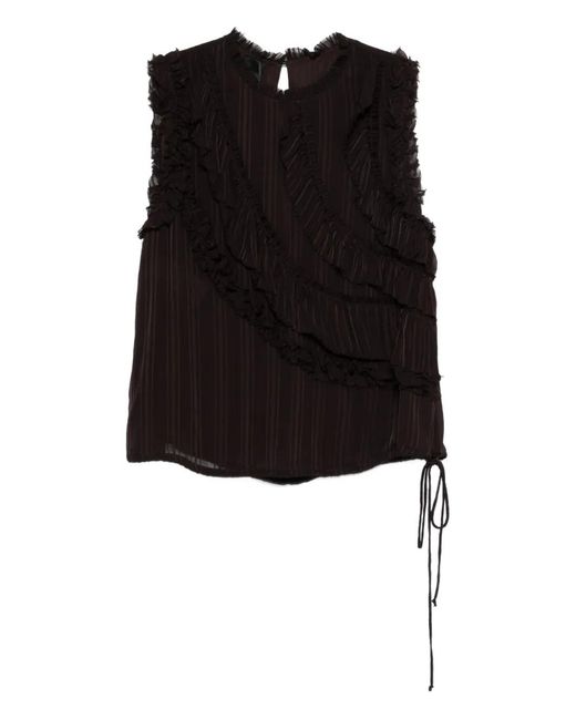Pinko Black Ruffled Sleeveless Top