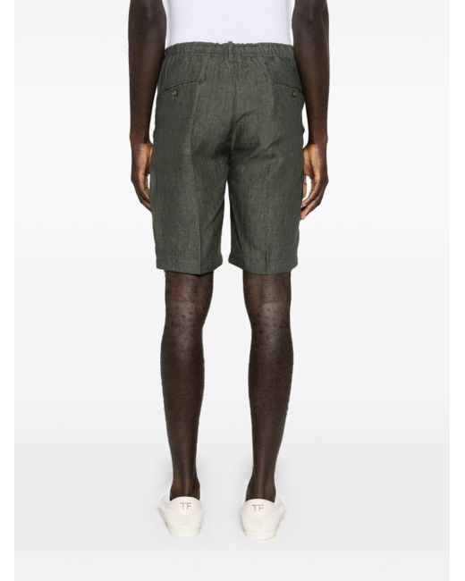 Briglia 1949 Gray Olbias Pleat-detail Linen Shorts for men